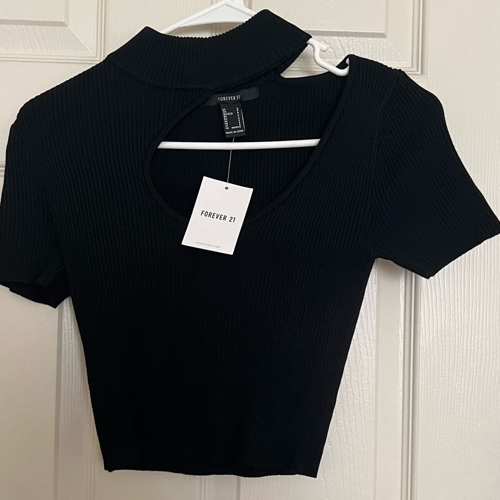 Black knit Short Sleeve Top